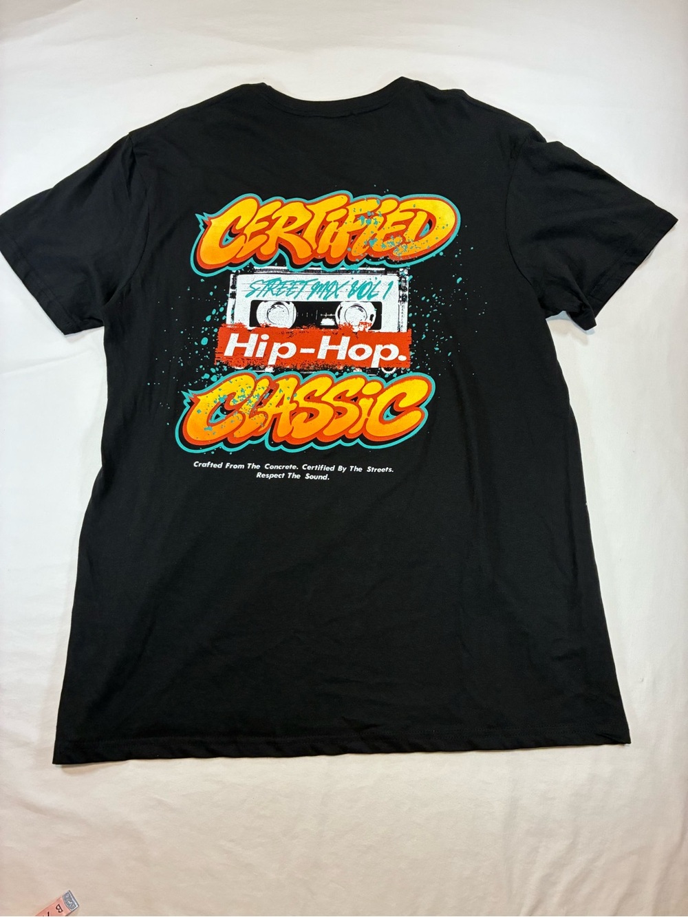 Hip-Hop Classic "Certified" Graphic Tee - Black with Yellow/Orange Accents